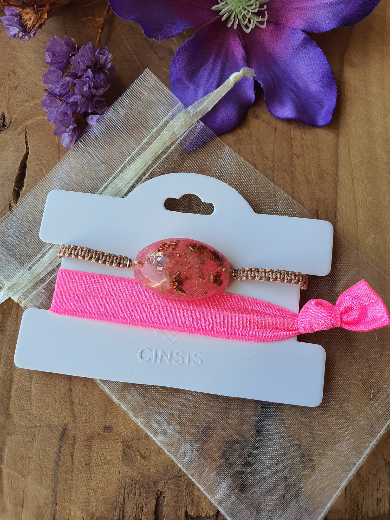 Orgonite Armband Rozenkwarts met Bergkristal ( nr 123)