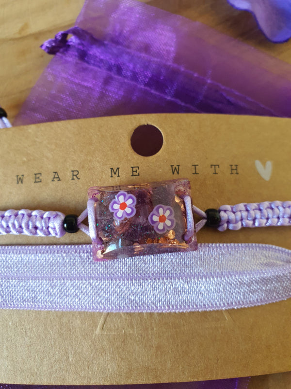 Orgonite Armband voor kind Amethist met Bergkristal (nr 3007)