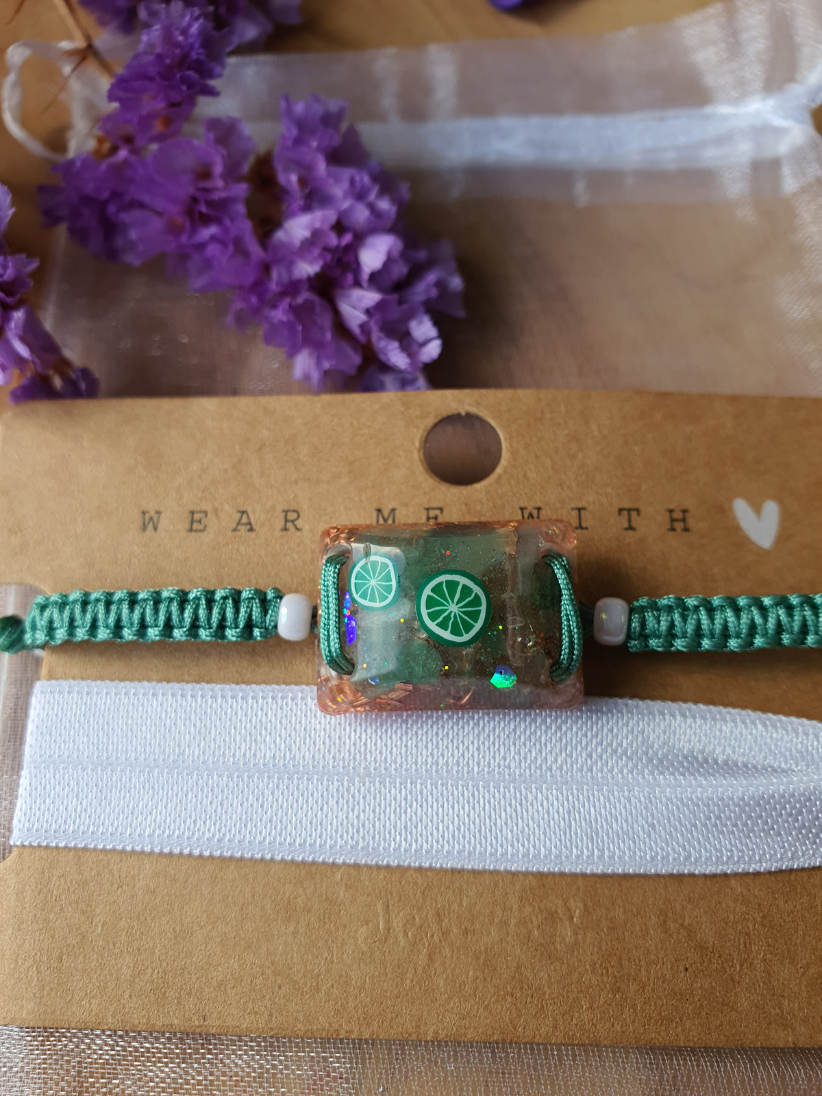 Orgonite Armband voor kind Groene Aventurijn en Bergkristal ( nr 3021).