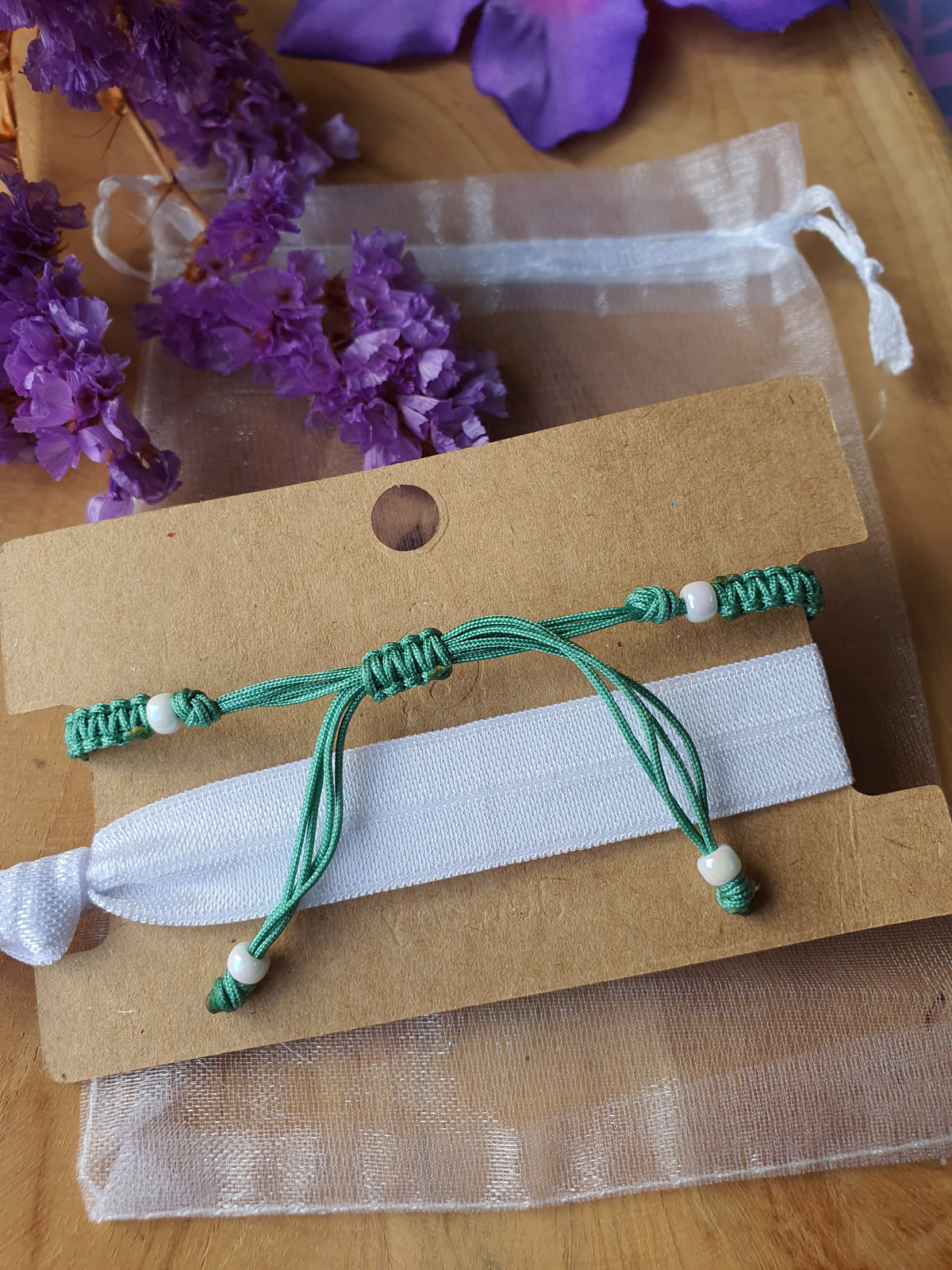 Orgonite Armband voor kind Groene Aventurijn en Bergkristal ( nr 3021) met schuifknoop