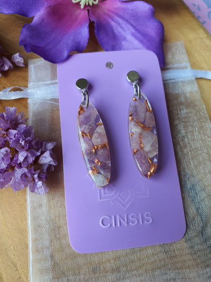 Orgonite Oorbellen Lepidoliet (nr 17)