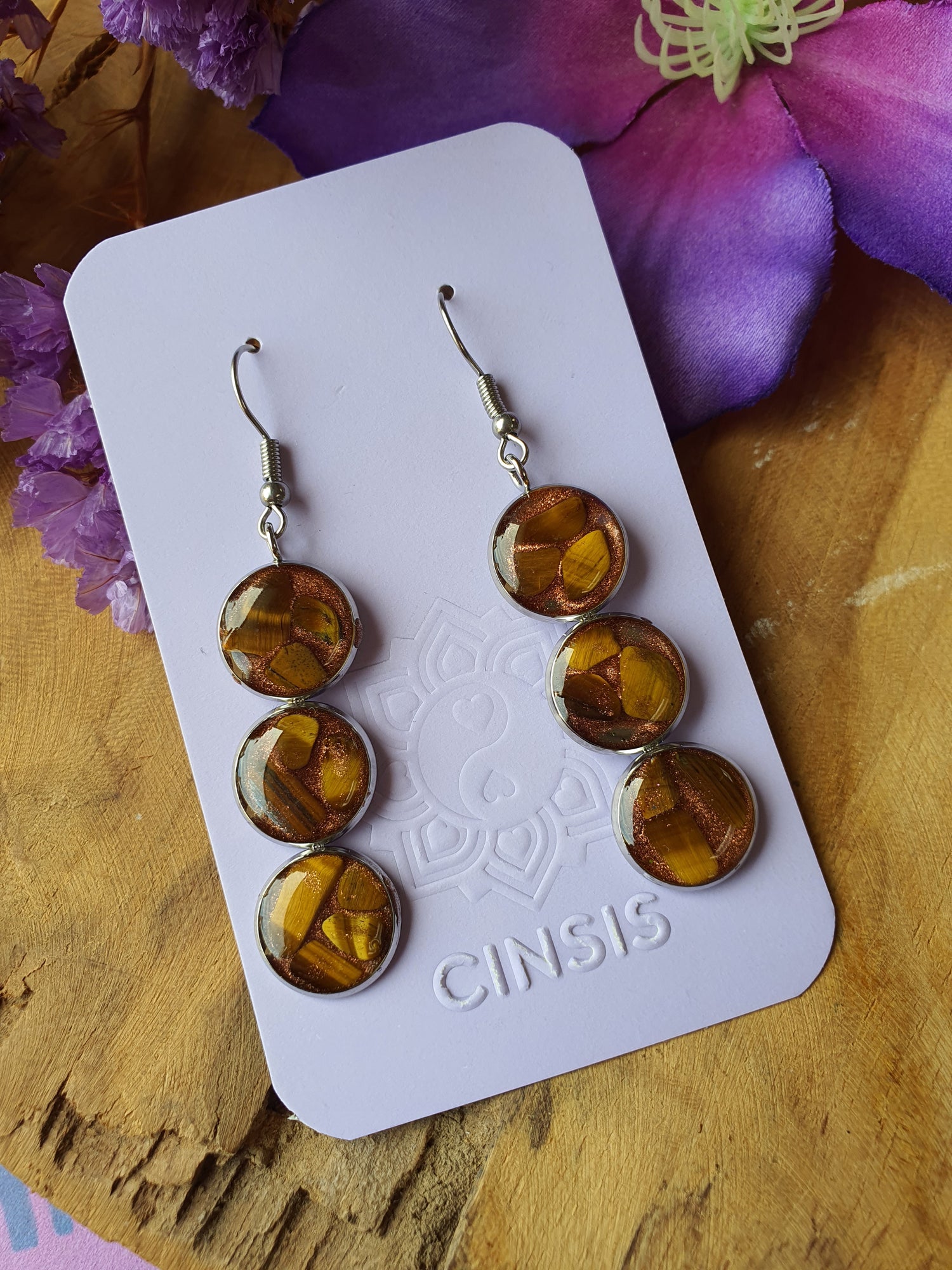 Orgonite Oorbellen Tijgeroog