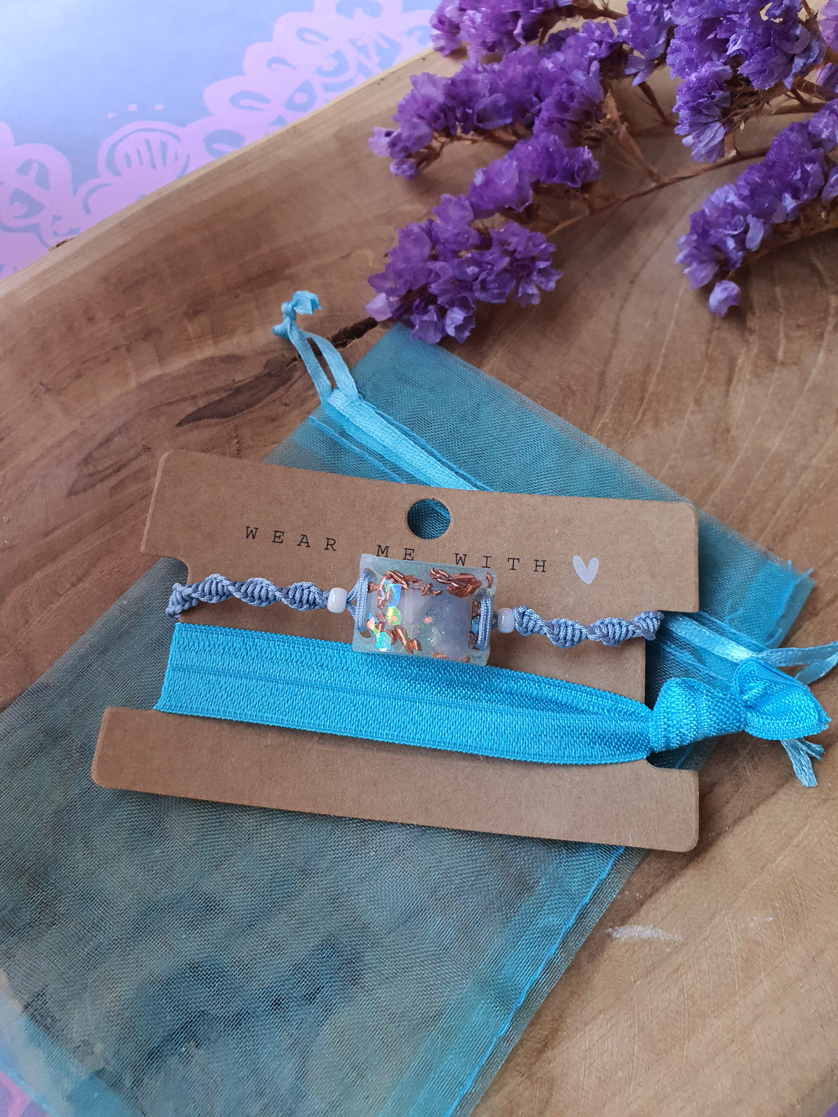 Orgonite armband voor kind Blauwe Calciet met Bergkristal ( nr 3012)