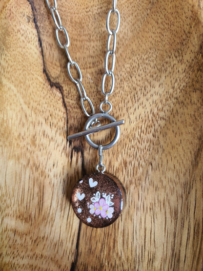 Cinsis Orgonite mix: orgonite Hanger 2 in 1 + RVS Zilver ketting nr 3014