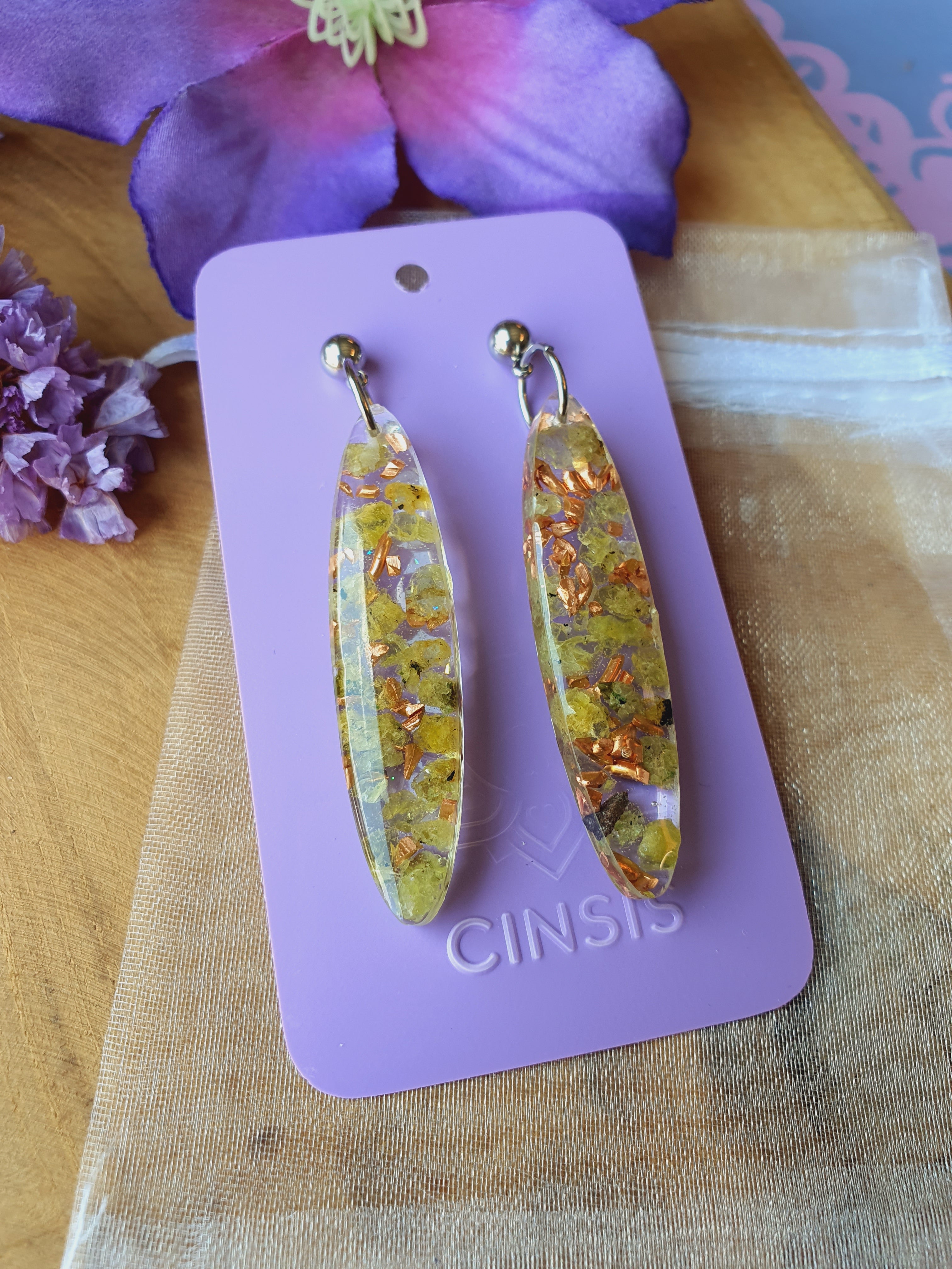 Orgonite Oorbellen Peridoot (Nr 14)