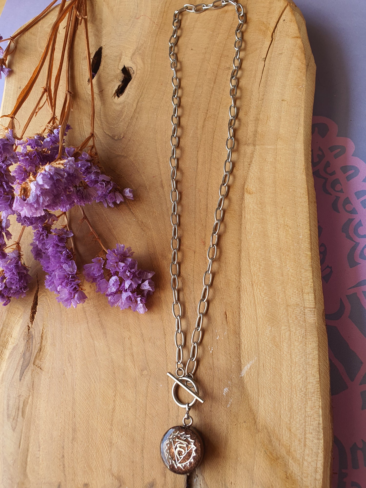 Cinsis Orgonite mix: orgonite Hanger 2 in 1 + RVS Zilver ketting nr 3012