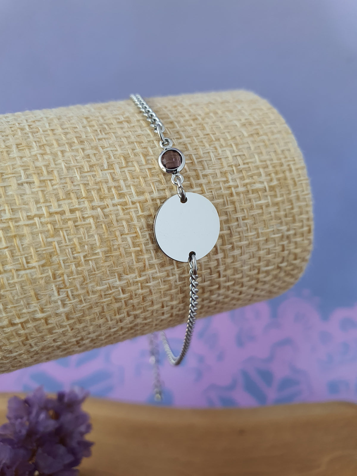 RVS_Zilver_gepersonaliseerde_Graveerbare_Armband_met_Geboortesteen_Februari