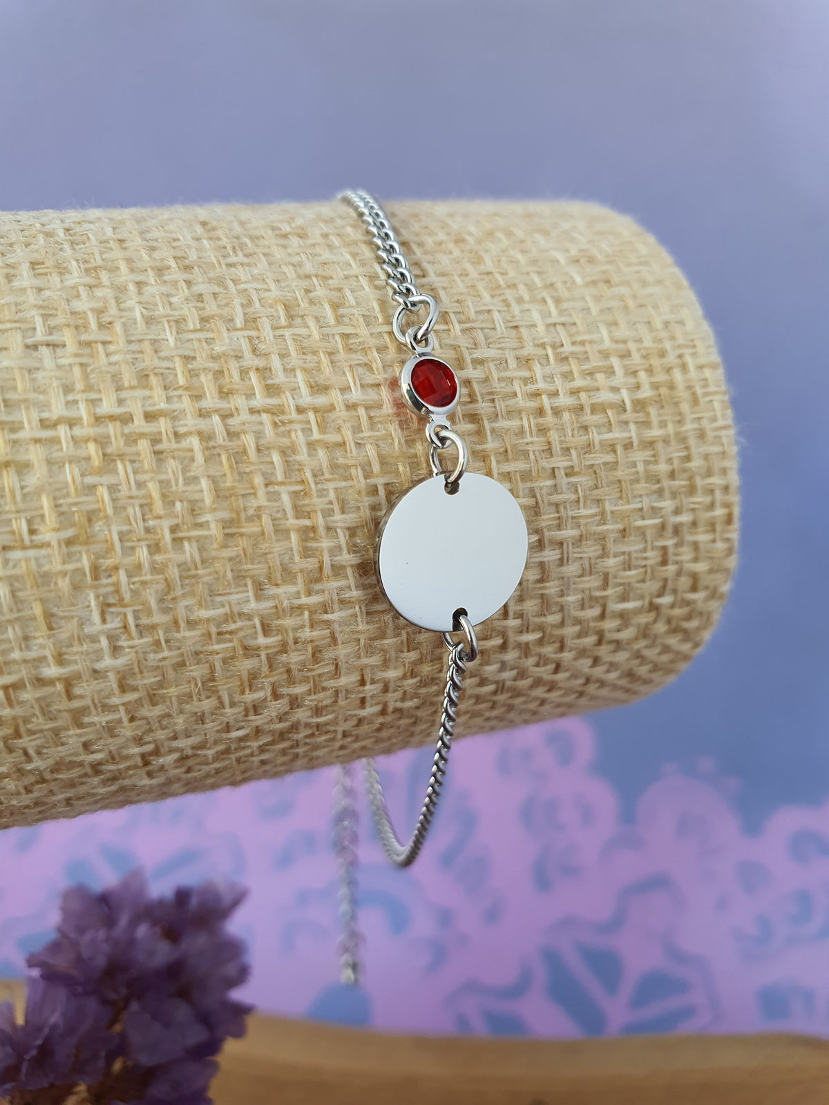 RVS_Zilver_gepersonaliseerde_Graveerbare_Armband_met_Geboortesteen_Juli