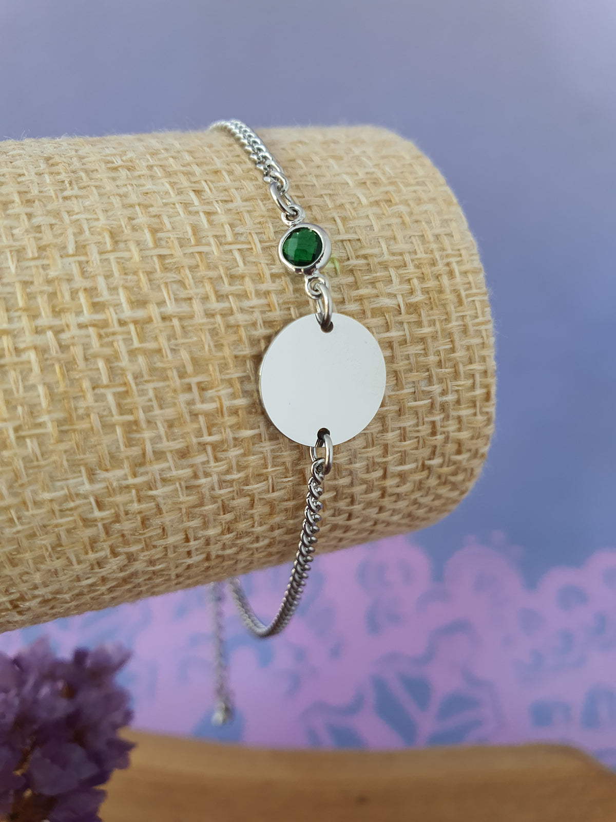 RVS_Zilver_gepersonaliseerde_Graveerbare_Armband_met_Geboortesteen_Mei