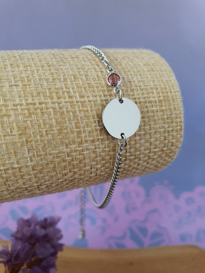 RVS_Zilver_gepersonaliseerde_Graveerbare_Armband_met_Geboortesteen_Oktober