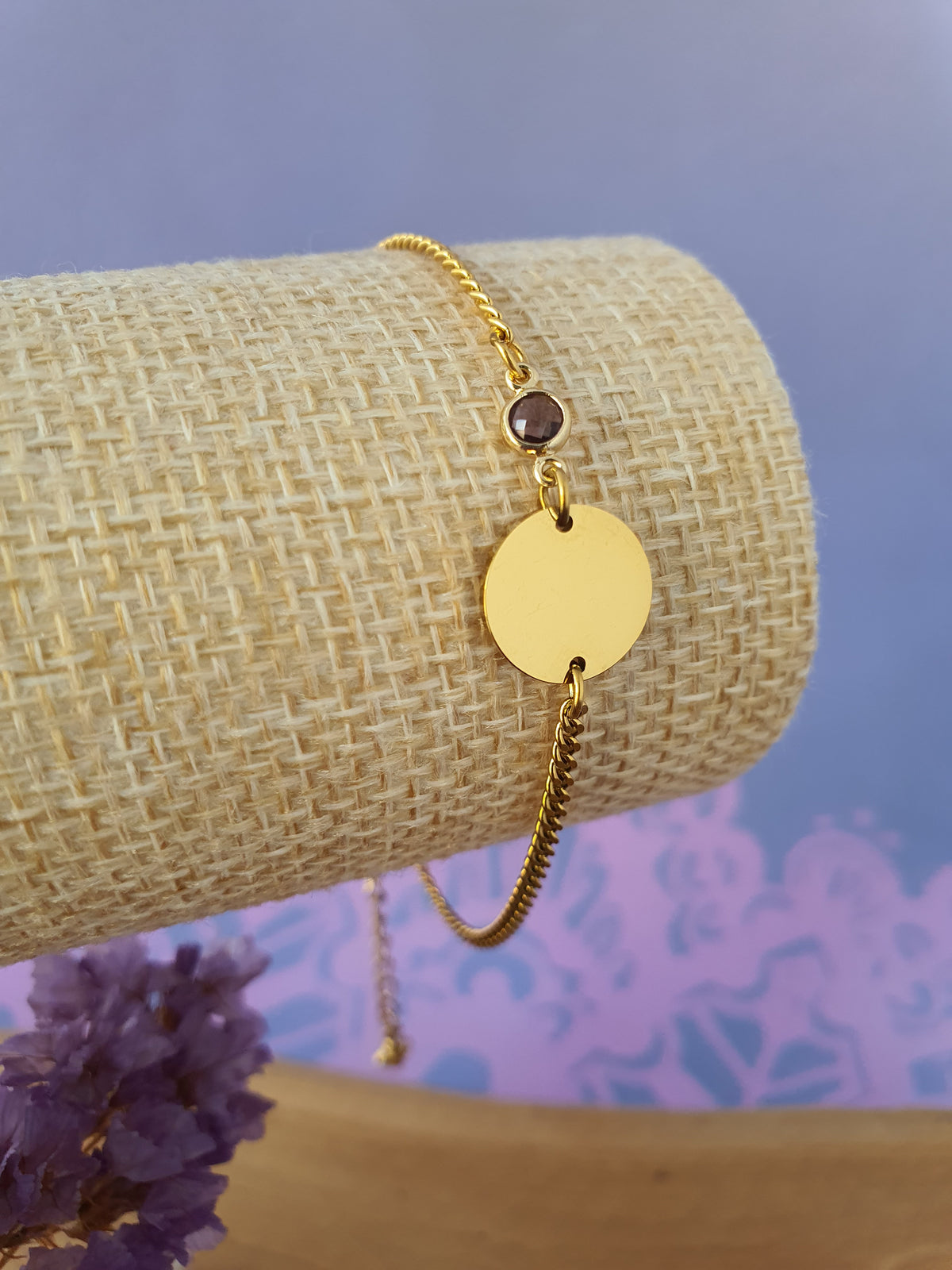 RVS_goud_gepersonaliseerde_Graveerbare_Armband_met_Geboortesteen_Februari