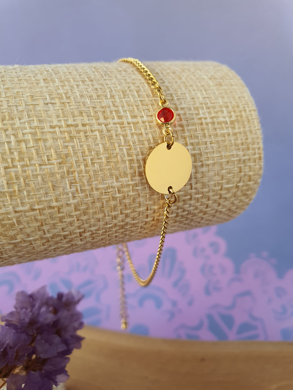 RVS_goud_gepersonaliseerde_Graveerbare_Armband_met_Geboortesteen_Juli