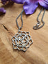 RVS zilveren Merkaba in Mandala bloem hanger met RVS zilver ketting