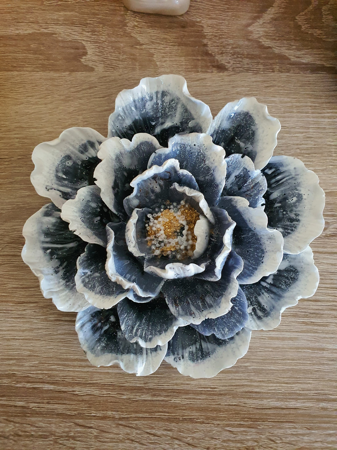 Shungiet Orgonite wandbloem Zwart/grijs (nr 3)