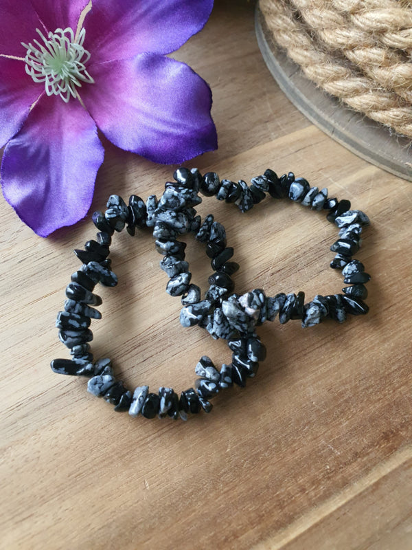 Splitarmband Sneeuwvlok Obsidiaan