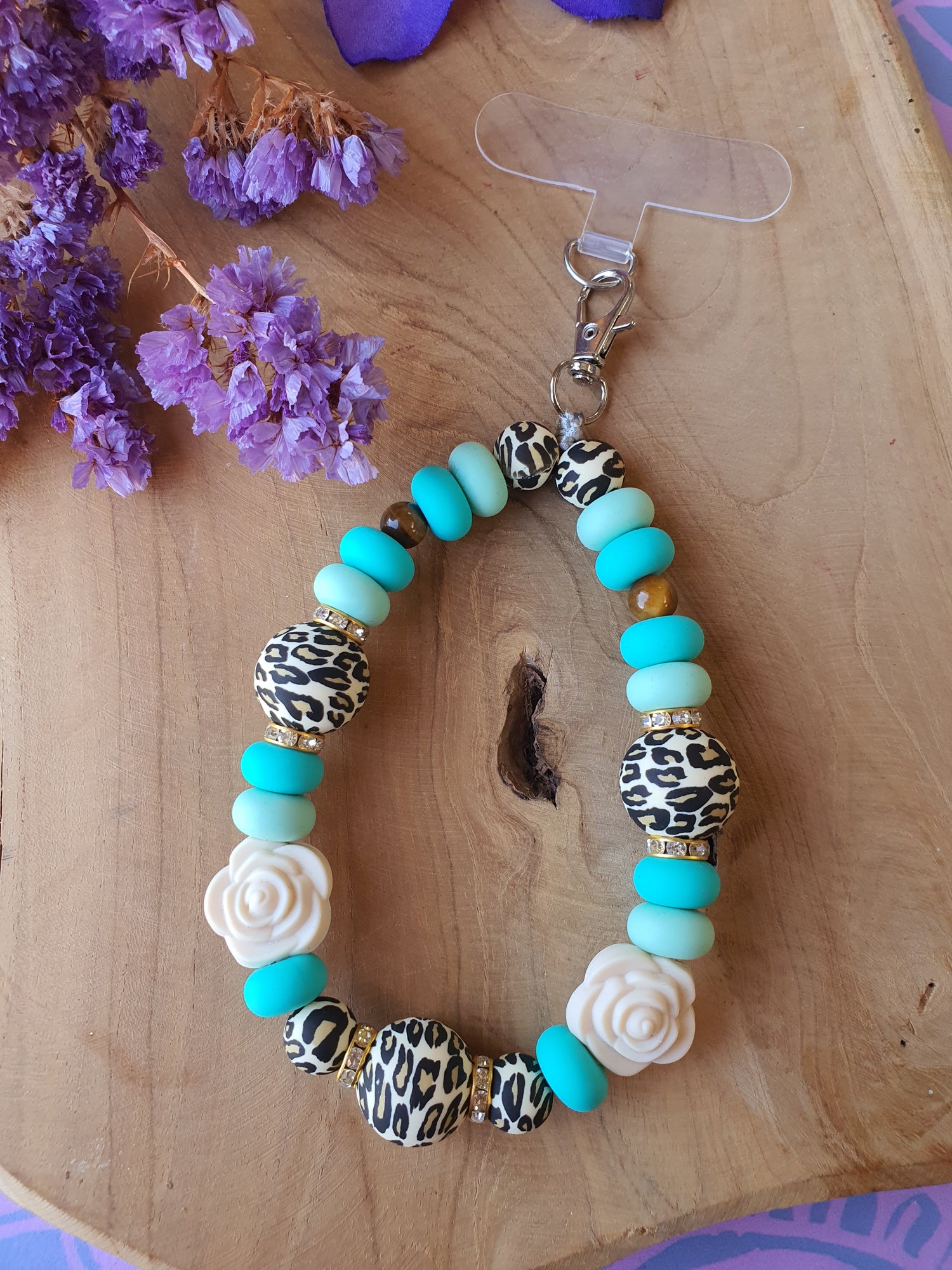 Telefoonkoord Met Bevestigingsplaatje panterprints (nr 11)