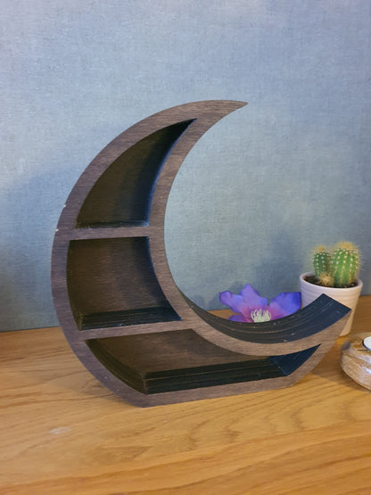 Wassende Maan Kastje Kristallen houder Hout Plank klein model.