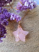 Wire wrapped Ster hanger Rozenkwarts rosegoud._4