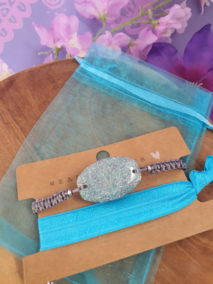 Achterzijde Orgonite Armband Apatiet met Bergkristal (nr 88)