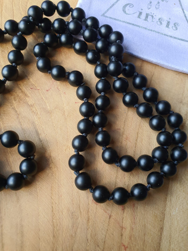Edelstenen Mala Onyx met Edelsteenhanger Mexicaanse / Crazy Lace Agaat punt &