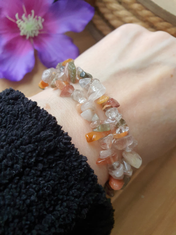 Splitarmband Rutiel- en fantoomkwarts (lodoliet)