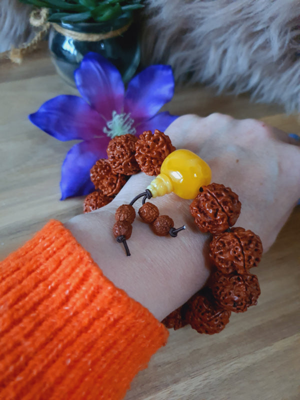 Mala Armband Rudraksha kralen 5 mukhi met Goeroe (Guru) kraal (nr3)