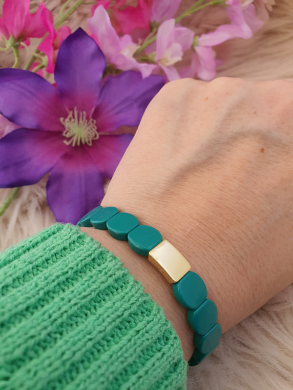 Emaille armband Opaalgroen/ Mintgroen / Goud 18-18,5cm (nr 38)
