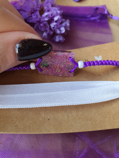 onderzijde Orgonite Armband voor kind Amethist en Bergkristal (nr 3019)