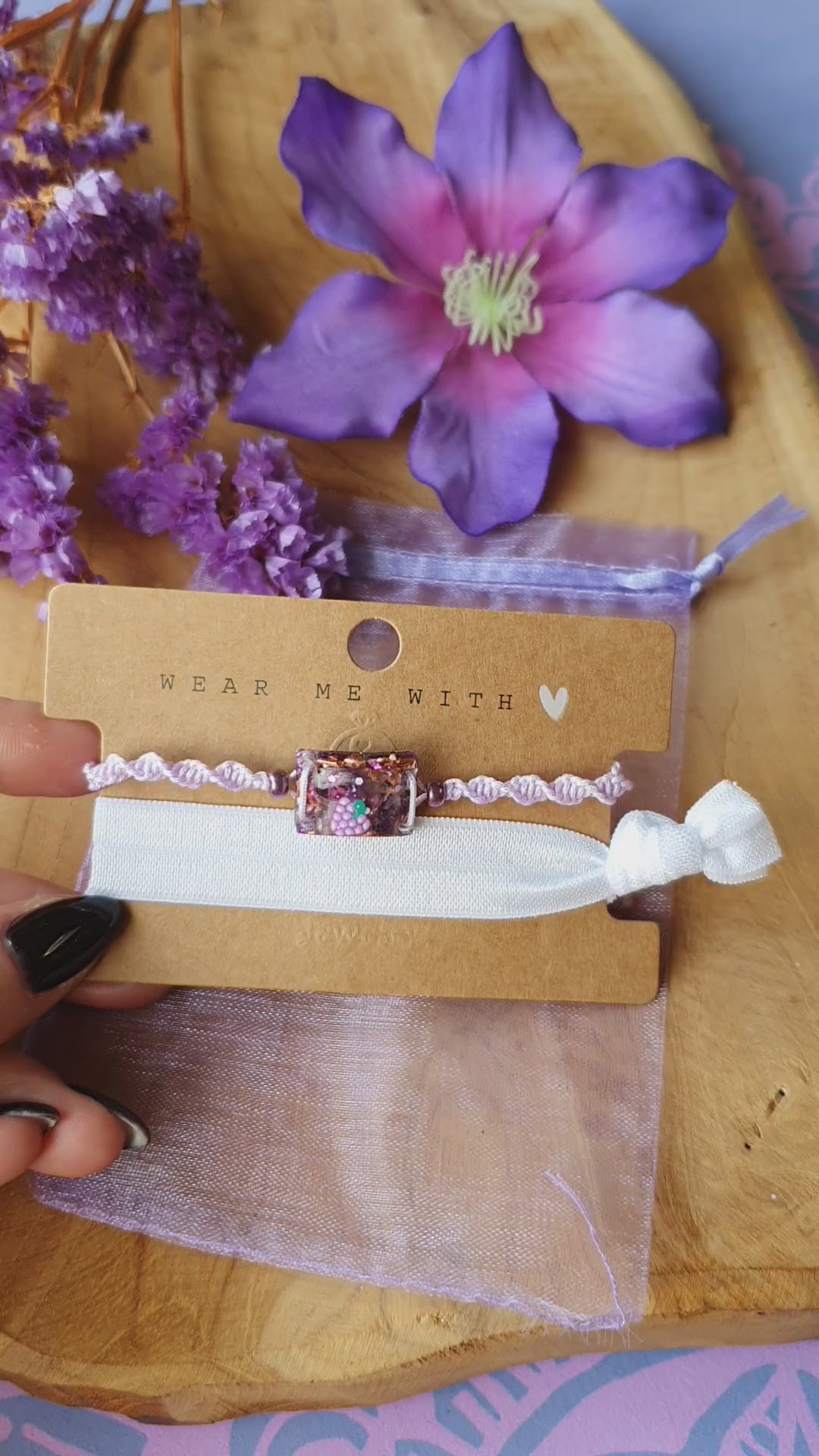 Orgonite Armband voor kind Amethist en Bergkristal ( nr 3018)