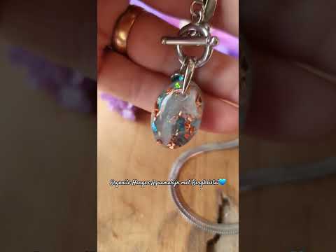 Orgonite Hanger Aquamarijn met Bergkristal +rvs ketting en zirkonia bedel @cinsis

