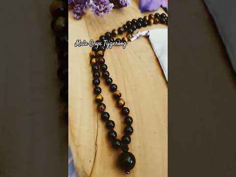 Edelstenen Mala Onyx met Tijgeroog
